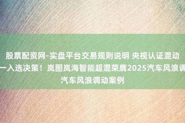 股票配资网-实盘平台交易规则说明 央视认证混动全栈独一入选决策！岚图岚海智能超混荣膺2025汽车风浪调动案例