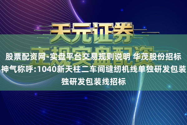股票配资网-实盘平台交易规则说明 华茂股份招标成果：神气称呼:1040新天柱二车间缝纫机线单独研发包装线招标