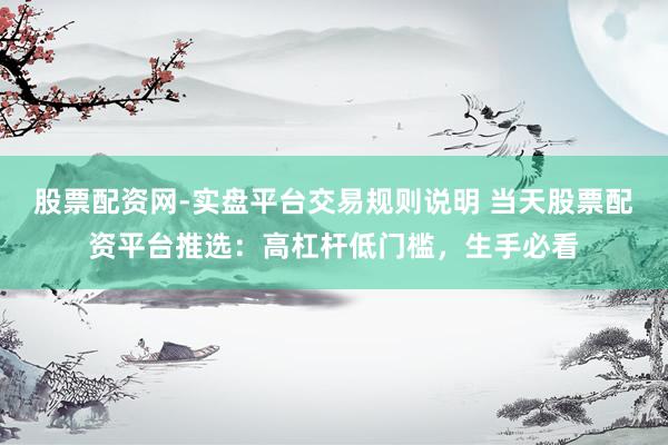 股票配资网-实盘平台交易规则说明 当天股票配资平台推选：高杠杆低门槛，生手必看