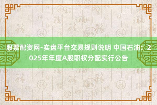 股票配资网-实盘平台交易规则说明 中国石油：2025年年度A股职权分配实行公告