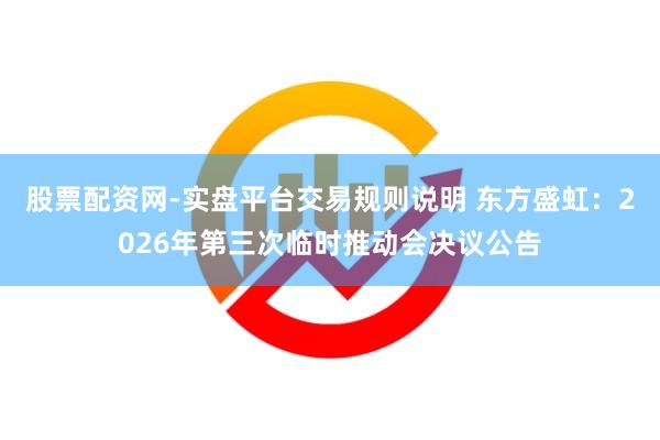 股票配资网-实盘平台交易规则说明 东方盛虹：2026年第三次临时推动会决议公告